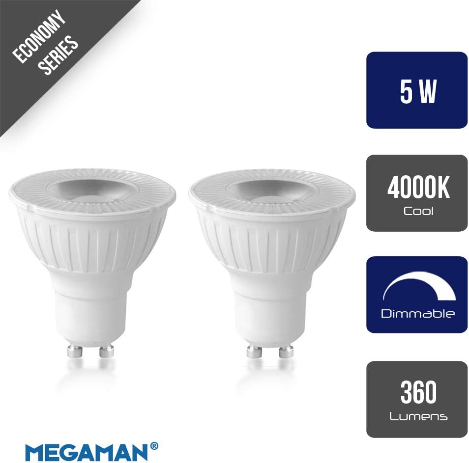 Pack of 2 x Megaman 141324 Dimmable LED GU10 Bulbs 5 Watt 40 Degree