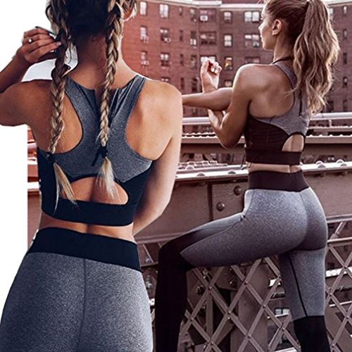 image for ShungHO Yoga Suit Set Women Sport Halter Yoga Vest Top Long Trousers O