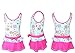 BIKMAN Loving Heart Printed Swim Dress Swimwear Girls One Piece Swimsuit (140(6-8 Years), Blue and Pink)