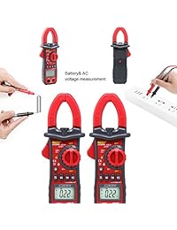 UYIGAO - Medidor de abrazadera digital con voltaje de CA CC, resistencia, corriente CA, prueba de diodo, linterna y pantalla LCD digital de 3 números, Negro, 1