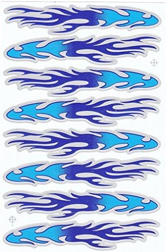 "5 Sheets" Blue Fire Flame Sticker Car Racing Motorcross Decal Motorcycle Truck Graphic Logo Bicycle Bike Stickers Tribal