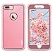 ULAK iPhone 7 Plus Case, Slim Shockproof Flexible TPU Bumper Case Durable Anti-Slip Slim Front and Back Hard Protective Cover for Apple iPhone 7 Plus Rose Gold Bling