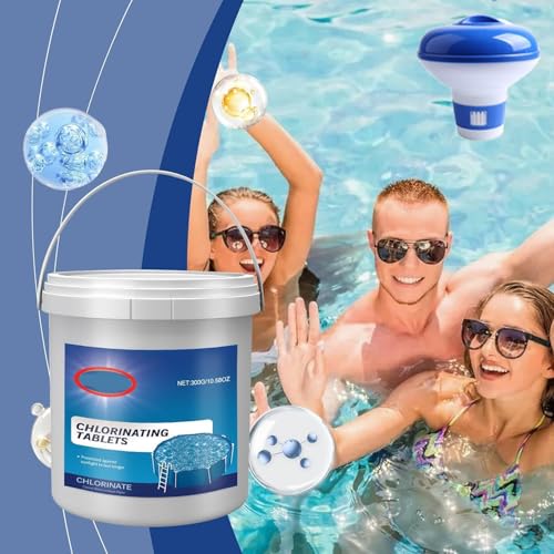 300g Swimming Pool Chlorine Dispenser Cleaning Kit with 300g Purifier Tablets - Pool Cleaning Float for Clear and Clean Water