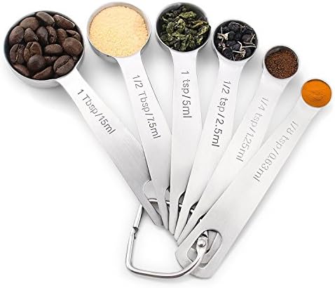 Stainless Steel Measuring Spoons, Tablespoon for Measuring Dry and Liquid Ingredients 18/8 Stainless Steel Pack of 6