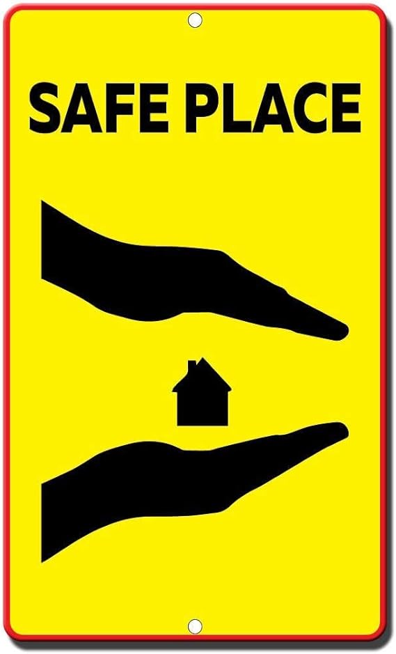 Personal Location Signs,16x12Inch,Safe Place Vintage Tin
