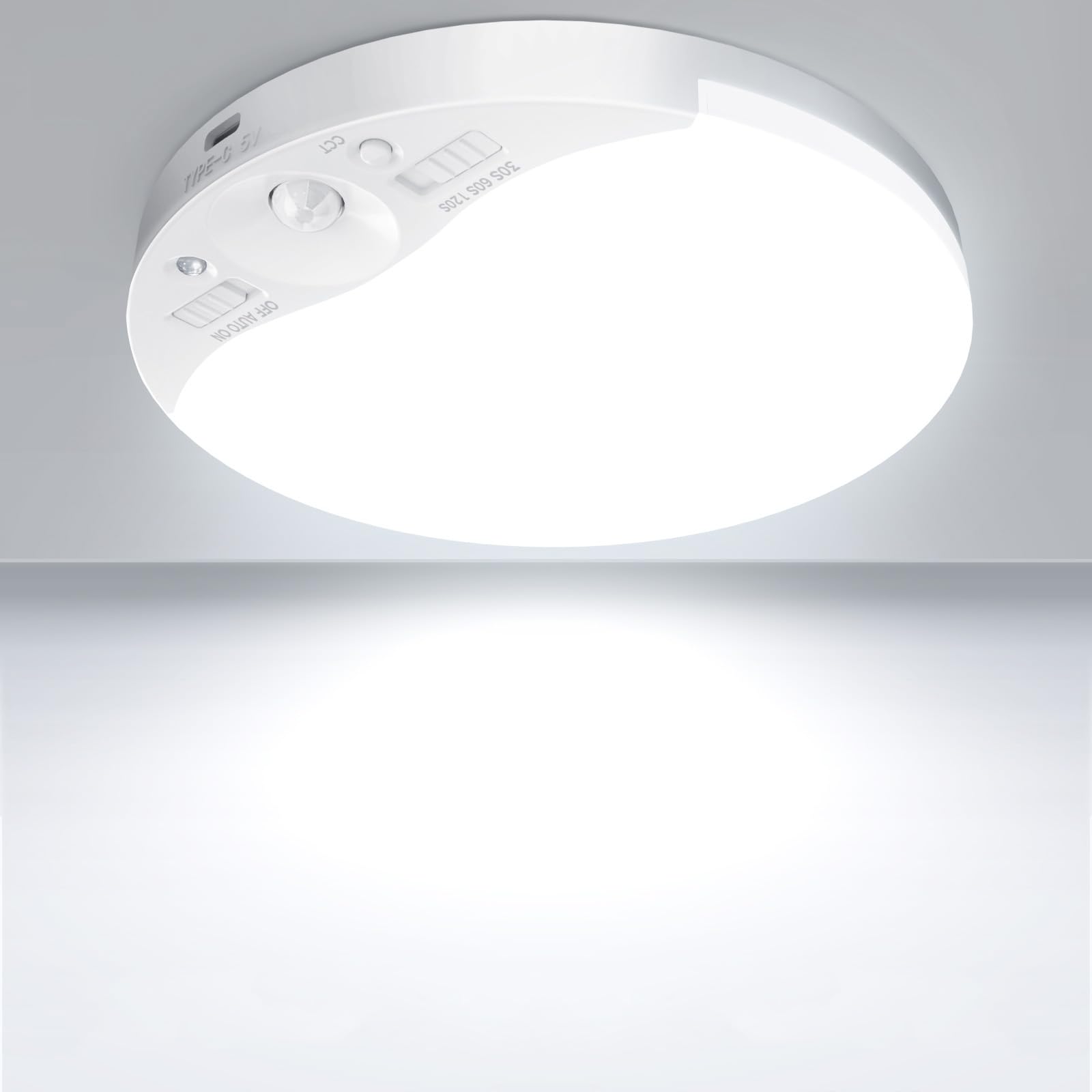 Rechargeable Motion Sensor Ceiling Light with Remote, 3000K/4000K/6500K ...
