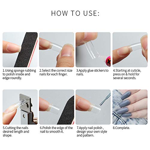 Clear Nail Tips Acrylic Nails - ECBASKET Half Cover French Fake Nail Tips 500pcs with Box False Nail Tips for Nail Salons and DIY Nail Art at Home