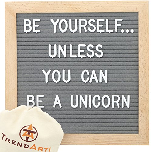 Gray Felt Letter Board with 696 Letters, Numbers & Symbols 10x10 inches :: Changeable Letter Board for Quotes, Messages, Displays & More :: Hangs or Stands Alone:: Includes Bonus Storage Bags
