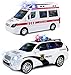 Kiddie Play Battery Operated Bump and Go Toy Ambulance and Police Car Play Set for Kids with Siren and Flashing Lights