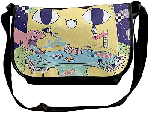 HUEH Classic Outdoor Shoulder Crossbody Sling Happy Cat Paradise Messenger Bags For Men Women