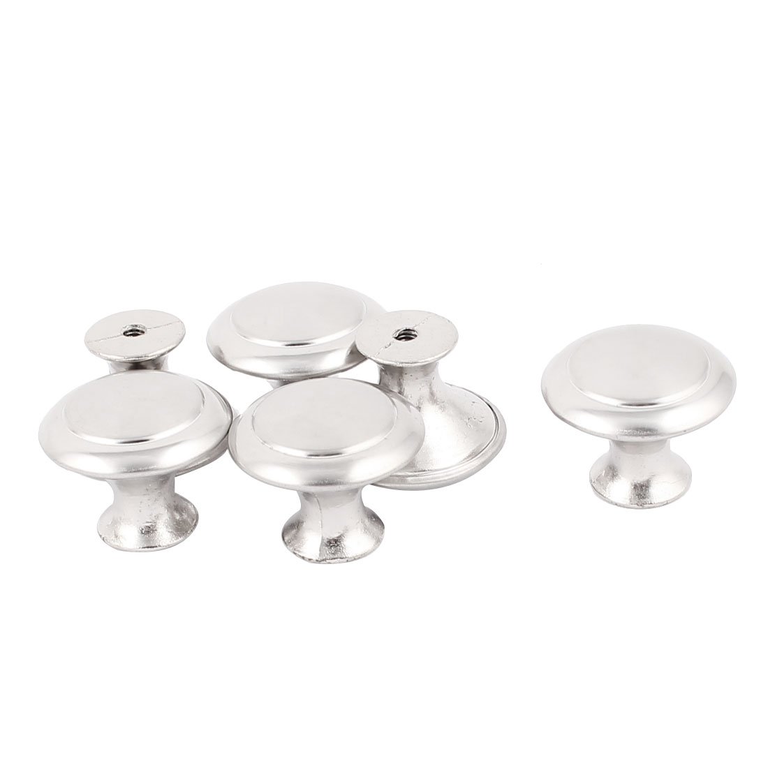 sourcing map 6 Pcs Drawer Cupboard Cabinet Round Pull Knobs Silver Tone w Screws