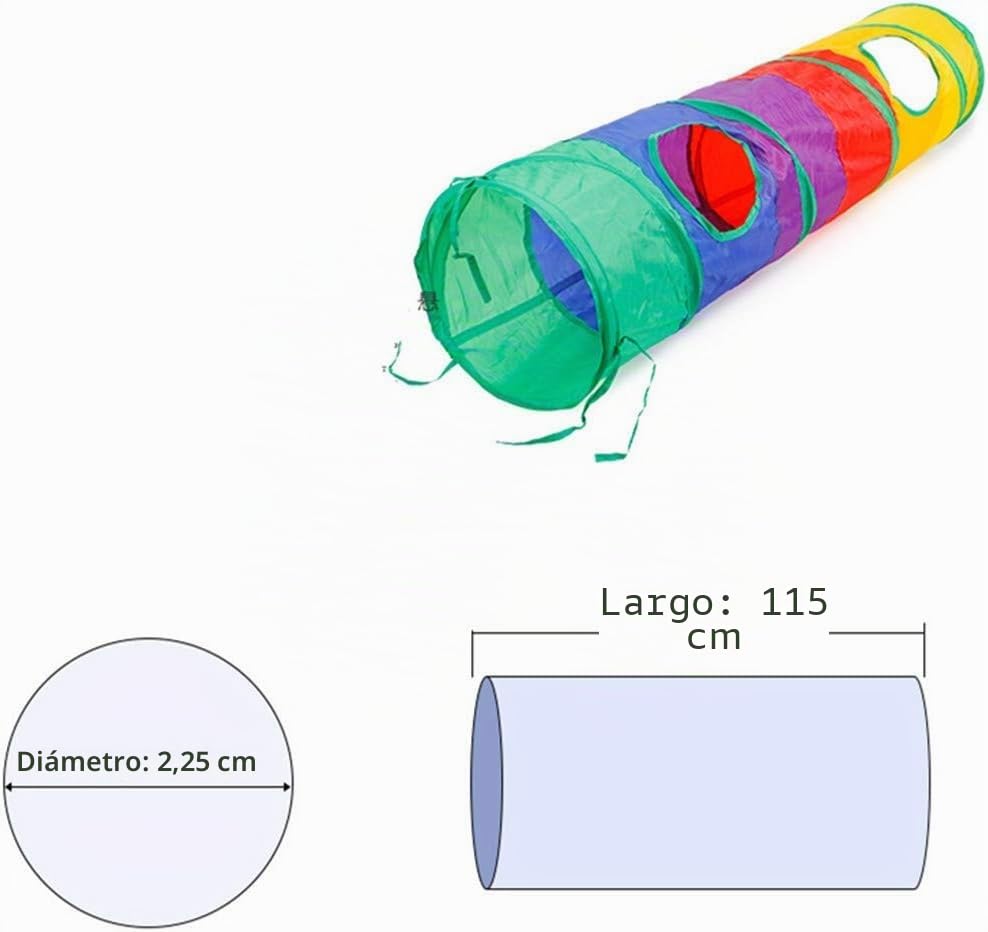Play Tunnel for Cats, Rabbits and Small Pets, Foldable Play Tunnel for Cats, Rabbits and Small Pets, 115cm Long with Hanging Ball, Sturdy and Space Saving Pet Tunnel