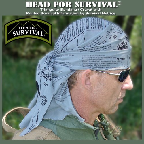 Head for Survival® Triangular Bandana / Cravat with Survival Information - TACTICAL