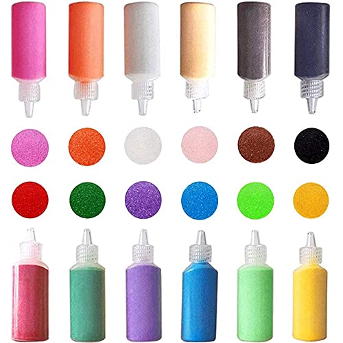 Excefore Art Sand,1.25Oz Colored Sand Bottles,Sand Arts And Crafts Kit,Scenic For Kids,Diy Painting,Wedding Decoration, Decorations Crafty Collection Bottles,12 Pcs