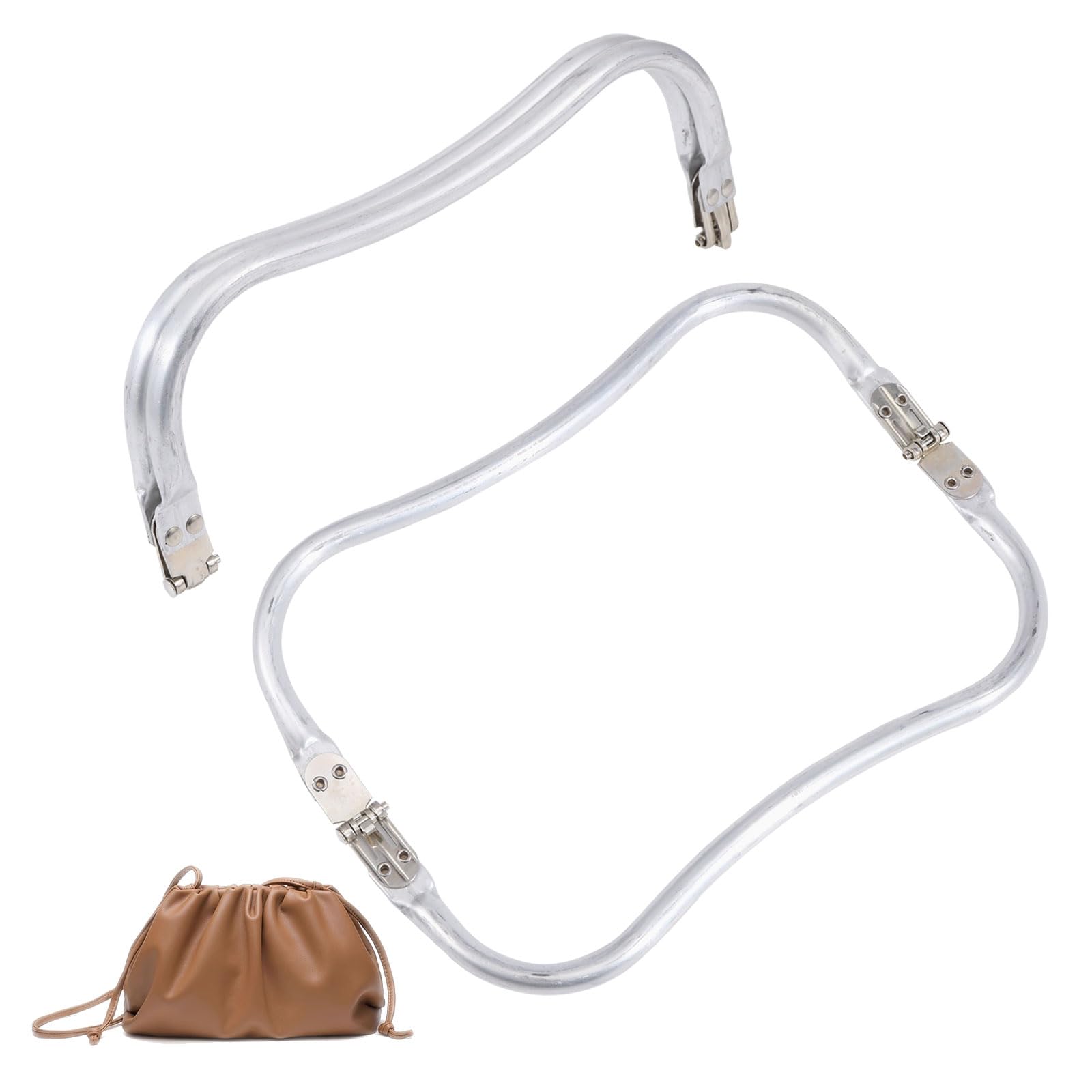 CHGCRAFT 2Pcs M Shaped Aluminum Purse Frame Handle Kiss Clasp Lock Frame for Purse Making Cloud Bag Handbag Making Clutch Crafts DIY Projects 24x9x2cm