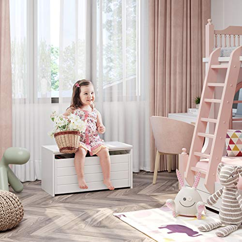 HOMECHO Kid’s Toy Chest, Wood Storage Chest Seat Bench, Modern