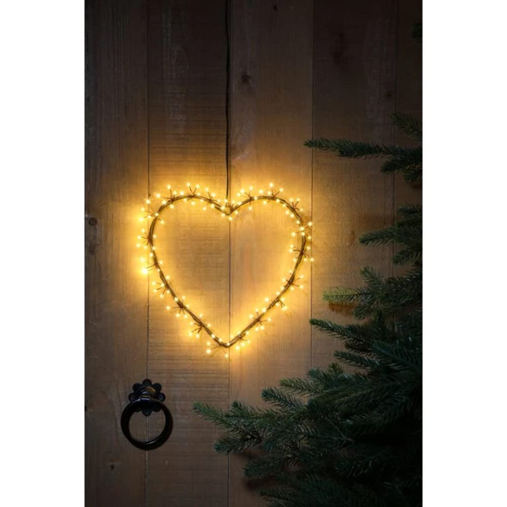 Noma Cluster Light Heart : Plug in with Timer : 25cm : Antique White LEDs