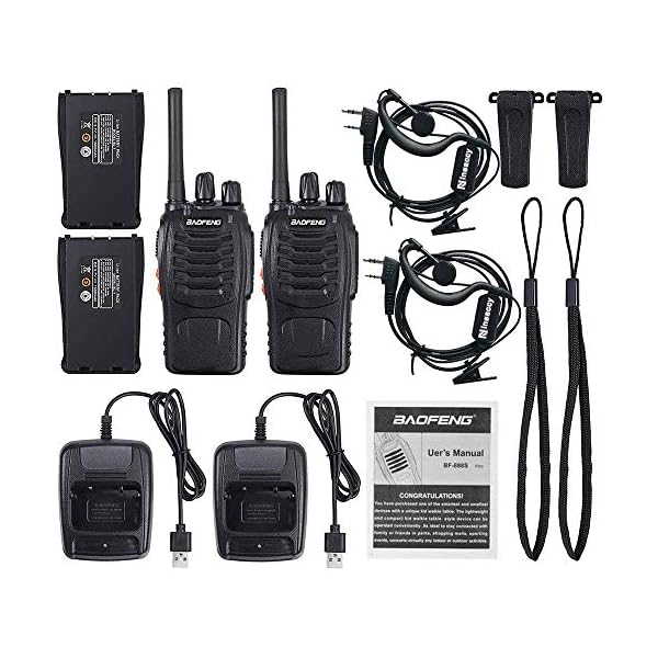 Nineaccy Walkie Talkies Rechargeable Walkie Talkie Long Range 2 way radio Set Walky Talky with Earpieces Handheld Transceiver with LED Light for Adults- (2 Pcs)