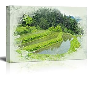 Canvas Print Landscape Wall Art - Terraced Vineyards - Gallery Wrap Modern Home Art | Ready to Hang -12x18 inches