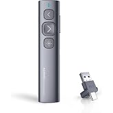 Norwii N95 Presentation Clicker with Green Laser Pointer for Presentations | PowerPoint Clicker for Presentation Remote, Long-Range Wireless Presenter Pointer, Rechargeable Slide Advancer for PC/Laptop
