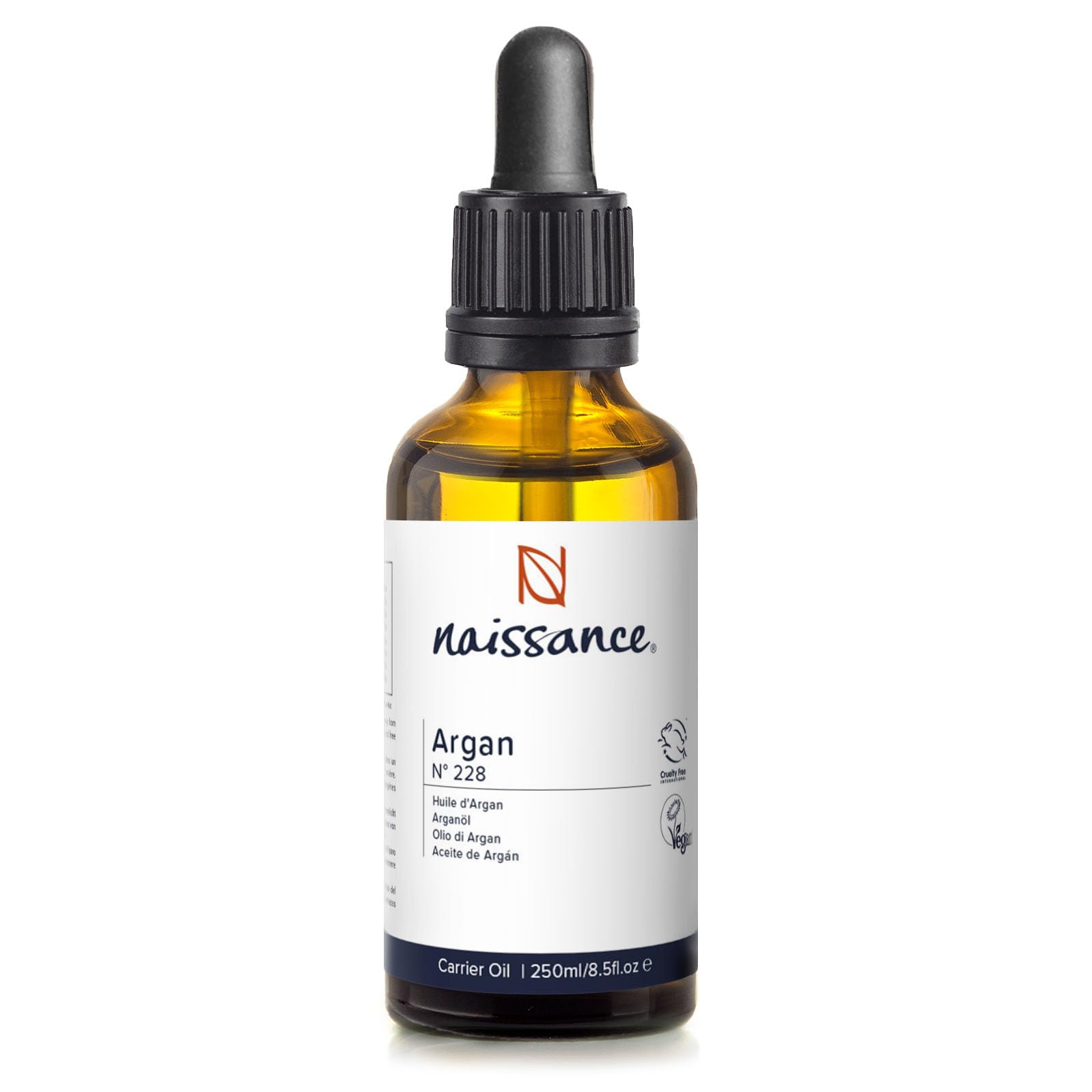 Naissance Argan Oil (no. 228) 50ml - Natural Growth Hair Mask, Anti-Ageing, Antioxidant - Moisturiser & Conditioner for Face, Skin, Beard Cuticles & Hands