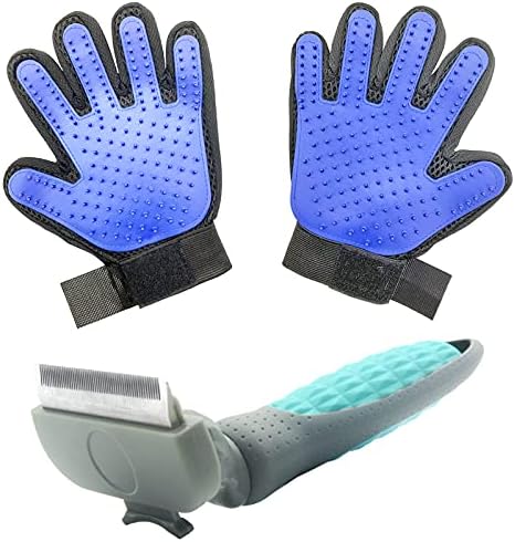 KEENWITS Pet Deshedding Tool – Dog Brush for Shedding Cats Hair Remover Glove for Short or Long Hair, Grooming Massage Effectively, Reduces Shedding by Up to 95%, Left and Right Gloves + Brush
