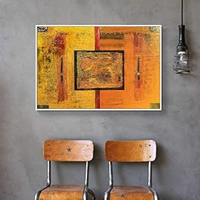 Floating Framed Canvas Wall Art for Living Room, Bedroom Golden Abstract Oil Painting Canvas Prints for Home Decoration Ready to Hang - 16x24 inches