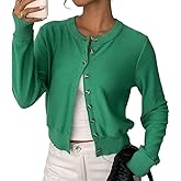 Sweetmoon Cropped Cardigan Sweaters for Women Lightweight, Knit Wool Button Up Cardigan, Fall Sweaters for Women Trendy