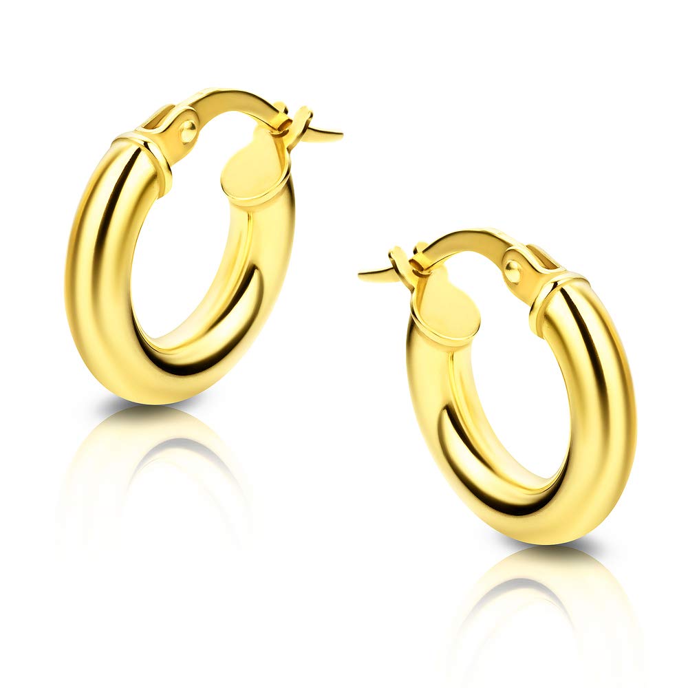 Orovi Yellow Gold Earrings for Women in 9 Carat Gold, Hypoallergenic Earrings - handmade hoops with jewellery box - Made in Italy