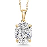 Gem Stone King 2.00 Ct Oval Cut 14K Yellow Gold IGI Certified Lab Grown Diamond Pendant Necklace | E-F Color | VS1-VS2 Clarity | Gold Necklace For Women | With 18 Inch Gold Chain