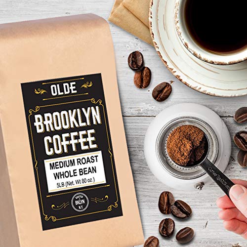 5 lb Coffee Beans - Whole Bean Coffee Medium Roast - Gourmet Coffee, Fresh Roasted Coffee, 5 Pound (5lb) Bag By Olde Brooklyn Coffee