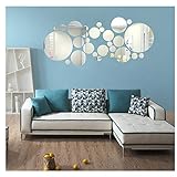 Ikevan 1 Set 27 pcs Acrylic Art Modern 3D Mirror Round Wall Stickers DIY Home Wall Room Decals Decor Sofa TV Setting Wall Removable Wall Stickers