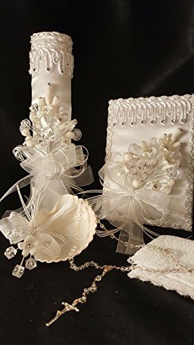 Baptism Candle Set, Boy and Girl, Juego De Vela De Bautizo , Spanish- Elegantisima decorada en Migajon