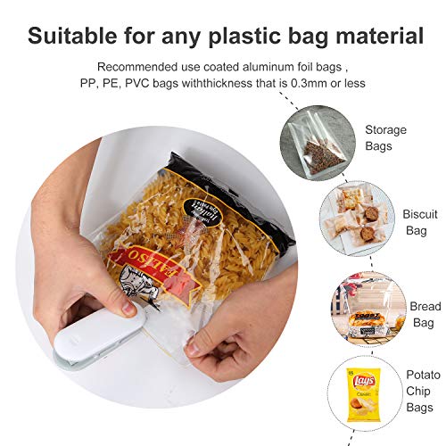 Mini Bag Sealer(2-Pack), 2 in 1 Heat Sealer and Cutter Handheld Portable Bag Resealer Sealer for Food Storage Reseals Snack Bags (Battery Included) - Thumbnail 2