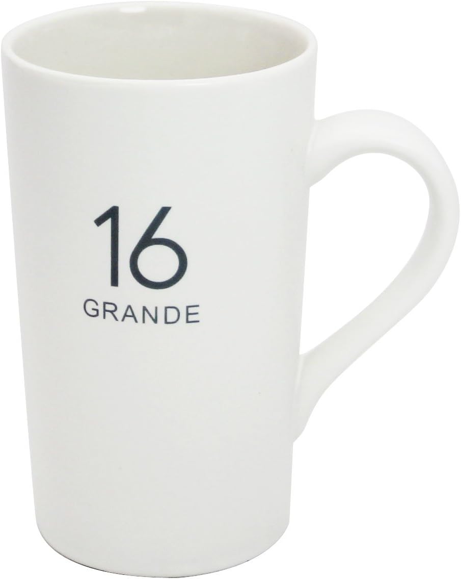 16 Ounce Coffee Mug, Momugs Number Pattern White Ceramic Cup for Tea, Cocoa, Latte