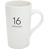 16 Ounce Coffee Mug, Momugs Number Pattern White Ceramic Cup for Tea, Cocoa, Latte