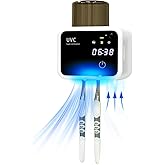 GFBEBDV Toothbrush Cleaner and Toothbrush Holder, Cleaning Light, Fan Dry and Thermostatic Dry 3-Step Cleaning, LED Smart Screen, Rechargeable Wall Mount Bathroom Toothbrush Holder (White)