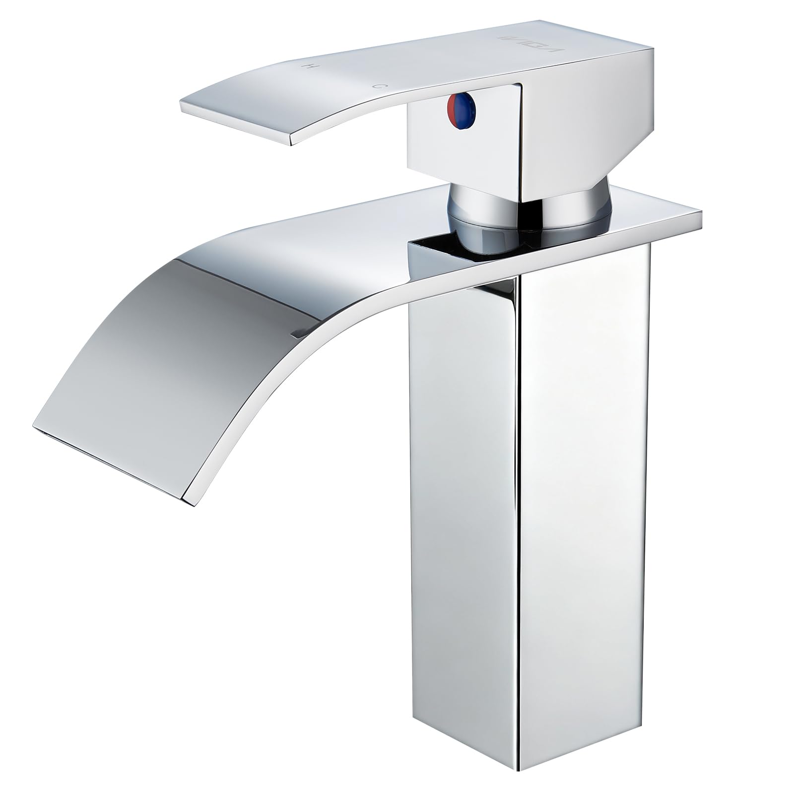 iVIGA Bathroom Tap, 175 mm Washbasin Low Noise, Single-Lever Mixer, Waterfall Basin Mixer Tap, Stainless Steel with Cold and Hot Water Hoses, Chrome (Chrome)