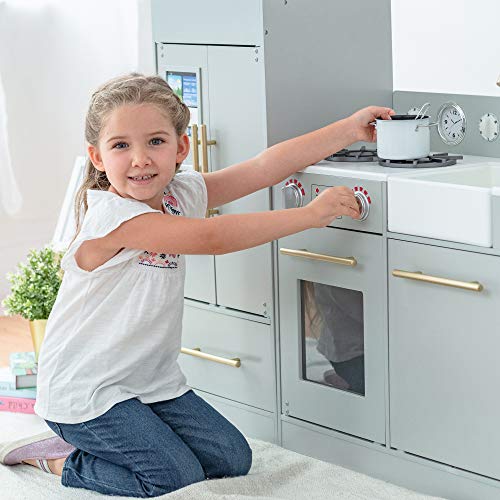 Grau Kinderküche Spielküche Kinderspielküche Holzküche Teamson Kids TD-12302A – Bild 3