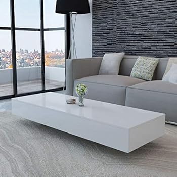 Canditree Modern Rectangular Coffee Table, High Gloss White, Coffee Table for Living Room, Office 45.3