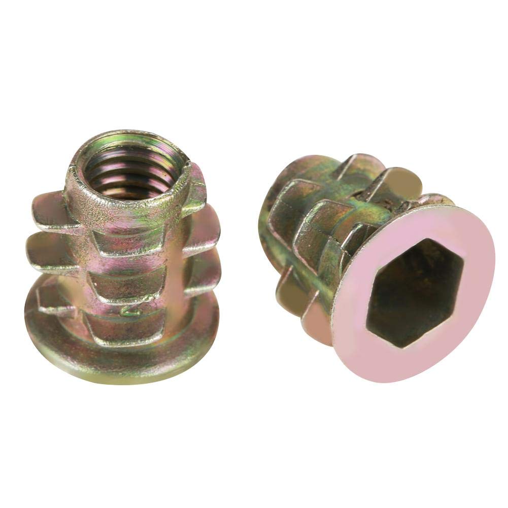 Insert Nut, Nimoa M5*10mm Zinc Alloy Hex Drive Head Furniture Nuts Threaded for Wood Insert, 50Pcs