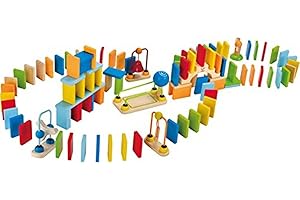 Hape Dynamo Wooden Domino Set Award Winning Domino Racing Building Block Set for Kids, 107 Solid Pieces of Fun Filled Racing, Building and Stacking