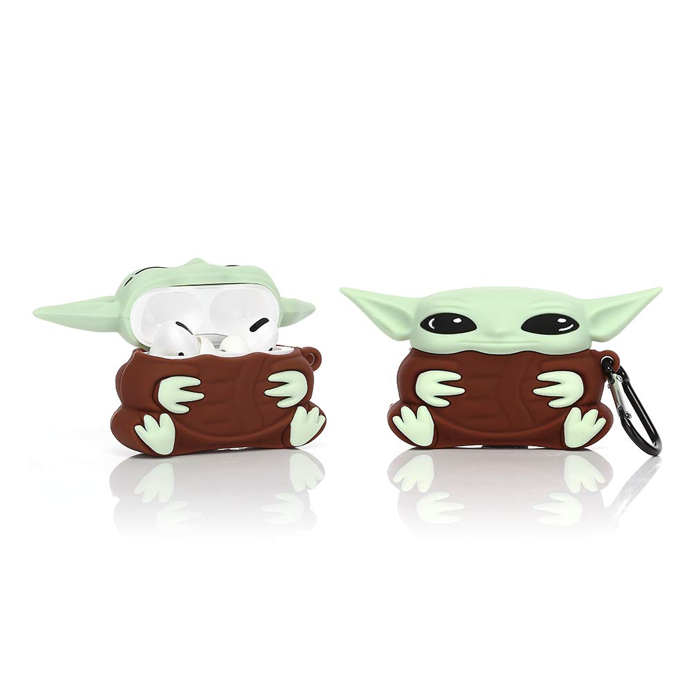 YIGEYI Silicone Case Compatible with Airpods Pro Funny Cute 3D Cartoon Cover [Yoda Baby] (Brown)
