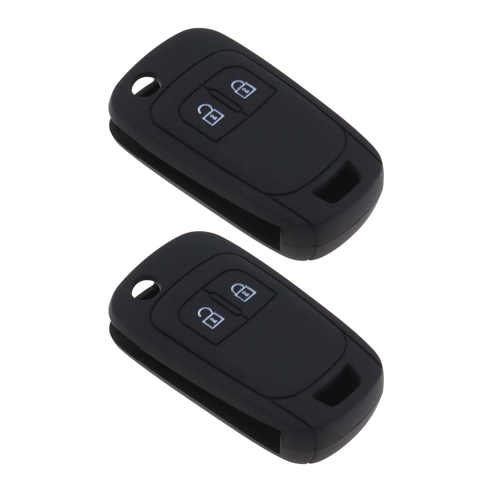 eMagTech 2pcs 2 Button Key Cover Car Smart Remote Control Key Case Shell Cover Protector Skin Jacket Anti-fall Silicone Compatible with Vauxhall Opel Chevrolet Black