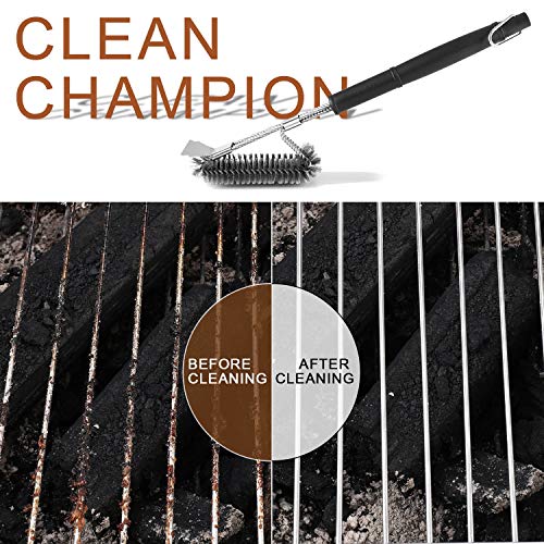 image for Feeke Grill Brush and Scraper, CPANION 3-in-1 BBQ Brush for Grill 18 I