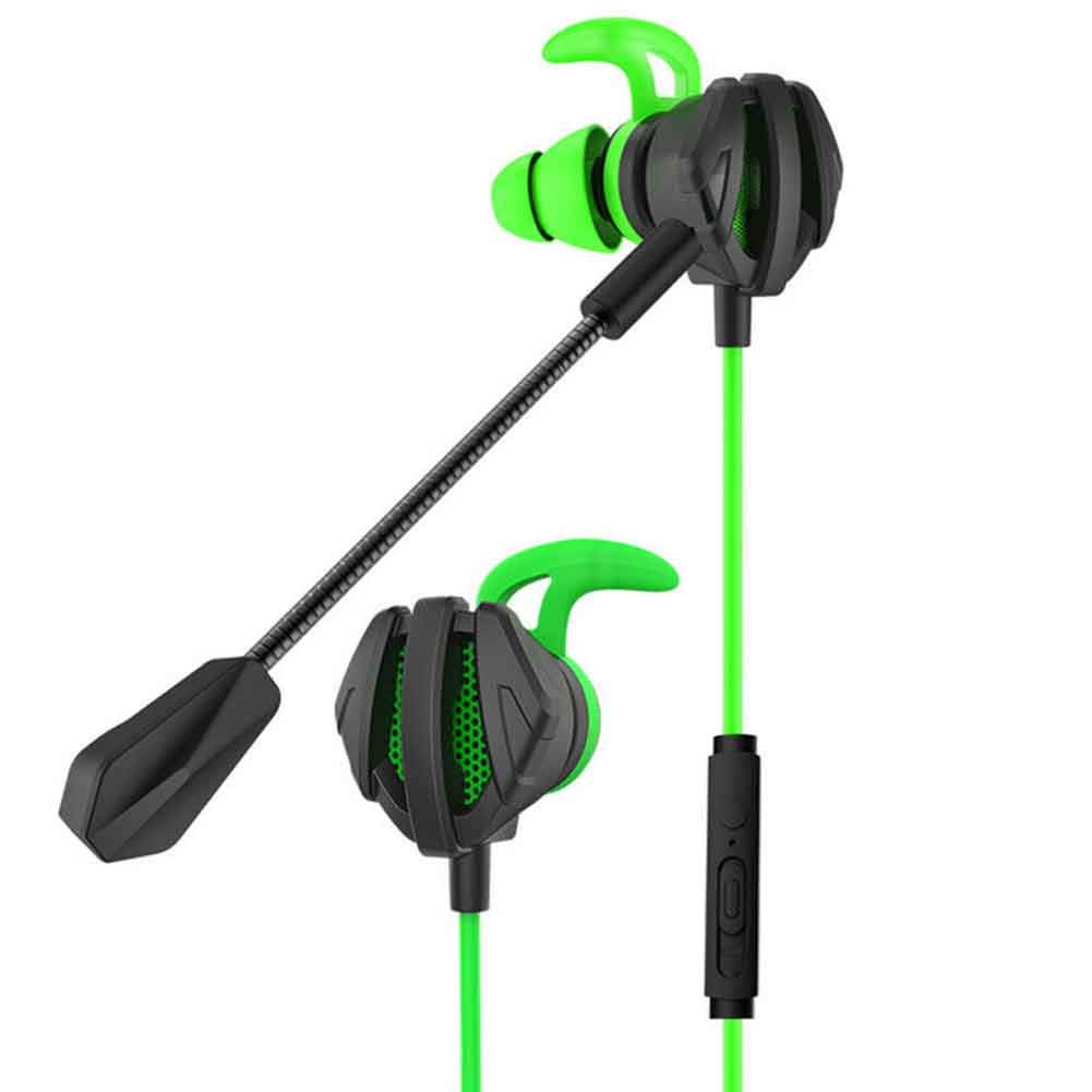 MOVKZACV G6 Gaming Earbuds Wired with Dual Microphone, in-Ear Gaming Headset Headphones with Noise Cancellation, Earphones, Suitable for PC and mobile phones.(Green)