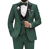 Wangyue Men's Tuxedo Suit 3 Piece Slim Fit Suit for Men Tuxedo for Men Wedding Party Dinner Prom