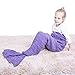 SENYANG Mermaid Tail Blanket, Mermaid Blanket for Kids Hand Crochet Snuggle Kids Mermaid Blanket for Girls, Sweet Girls Gifts for Girls Toys (Ruffle-Purple)