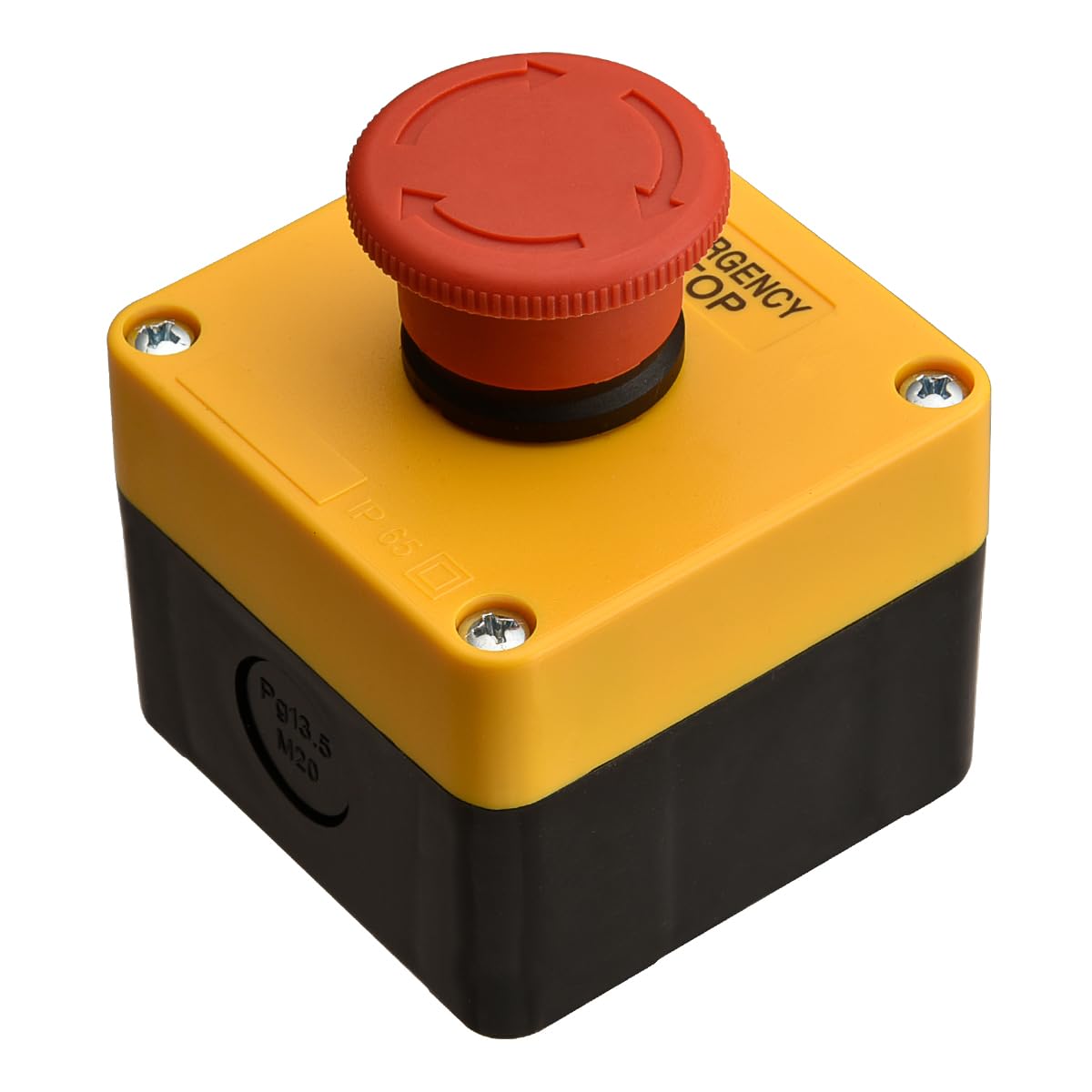 Heschen Red Sign Emergency Stop Push Button Switch 660V 10A with Protective Box,1NO 1NC (Latching)(Turn to Reset)