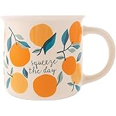 Karma, 14 oz New Bone China Camp Mug - Cute Coffee and Tea Mug - New Bone China Coffee Mugs for Women and Men, Orange